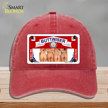 Buttwiser Beer Girls Novelty License Plate Hat Unconstructed Cotton / Red