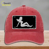 Mud Flap Girl Sillouette Novelty License Plate Hat Unconstructed Cotton / Red