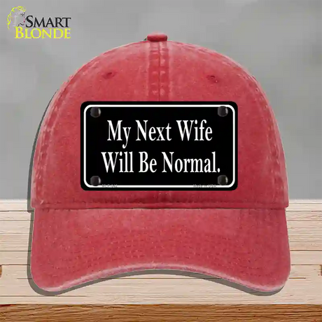 My Next Wife Novelty License Plate Hat Unconstructed Cotton / Red