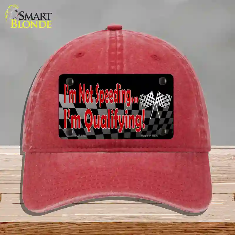 Im Qualifying Novelty License Plate Hat Unconstructed Cotton / Red