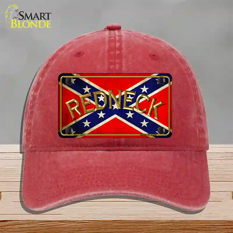 Redneck Confederate Flag Novelty License Plate Hat Unconstructed Cotton / Red