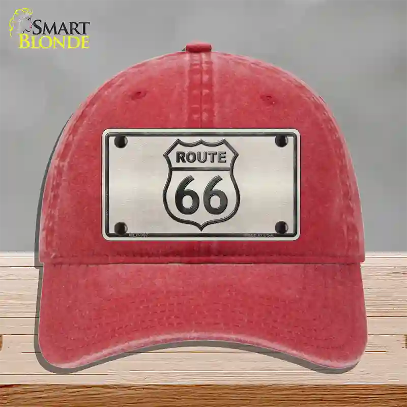 Route 66 Shield White Novelty License Plate Hat Unconstructed Cotton / Red