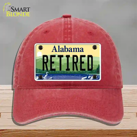 Retired Alabama Novelty License Plate Hat Unconstructed Cotton / Red