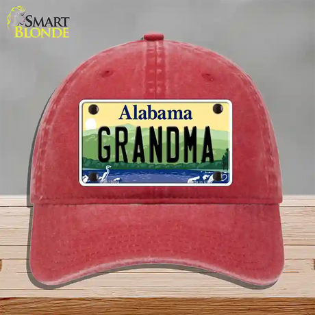 Grandma Alabama Novelty License Plate Hat Unconstructed Cotton / Red