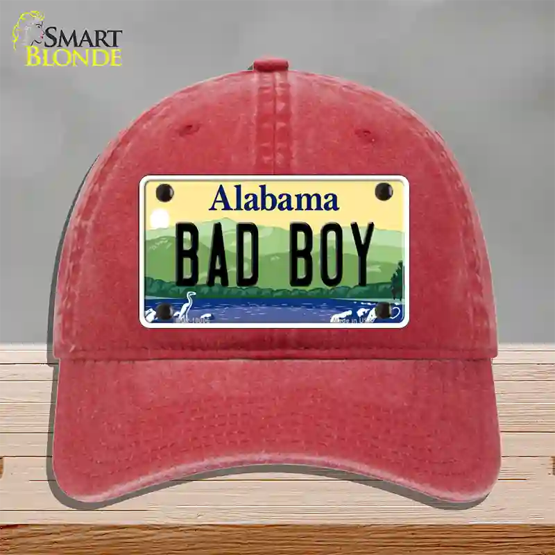 Bad Boy Alabama Novelty License Plate Hat Unconstructed Cotton / Red