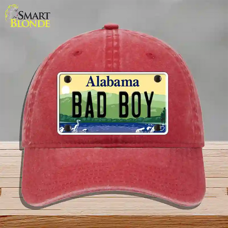 Bad Boy Alabama Novelty License Plate Hat Unconstructed Cotton / Red