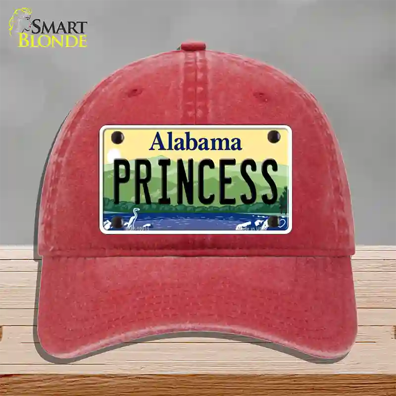 Princess Alabama Novelty License Plate Hat Unconstructed Cotton / Red