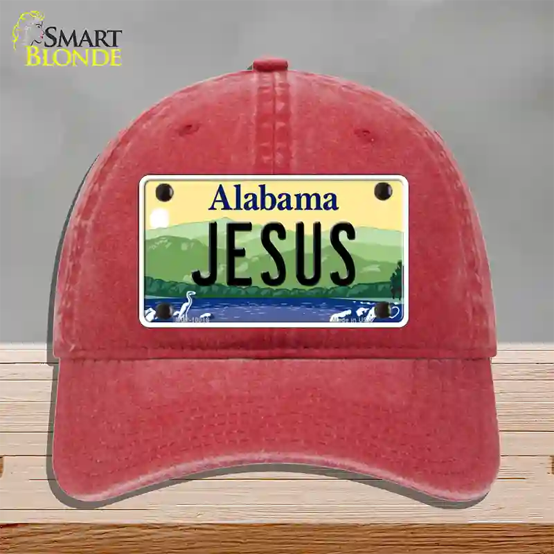 Jesus Alabama Novelty License Plate Hat Unconstructed Cotton / Red