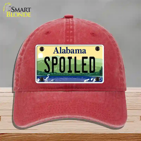 Spoiled Alabama Novelty License Plate Hat Unconstructed Cotton / Red