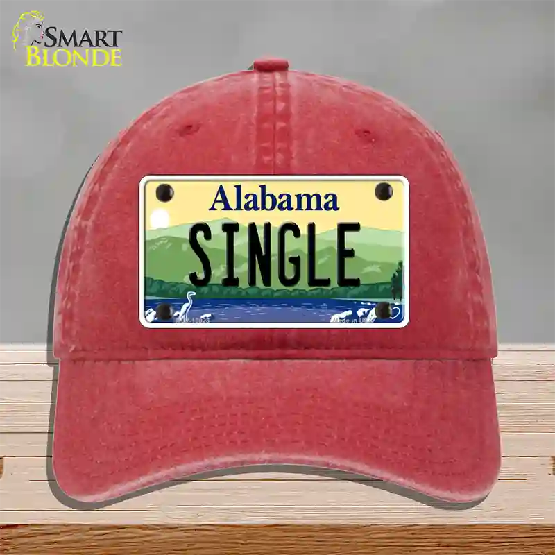 Single Alabama Novelty License Plate Hat Unconstructed Cotton / Red