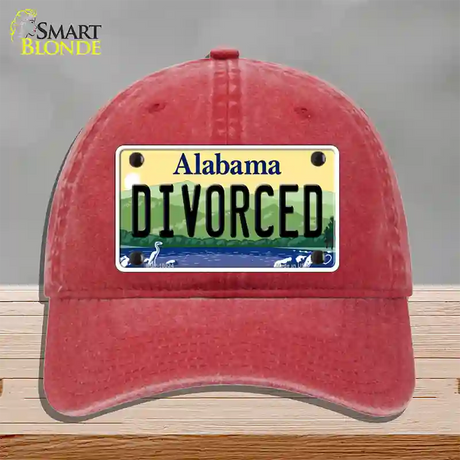 Divorced Alabama Novelty License Plate Hat Unconstructed Cotton / Red