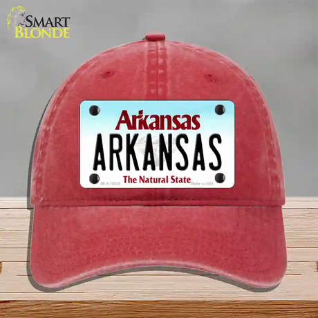 Arkansas Diamond Novelty License Plate Hat Unconstructed Cotton / Red