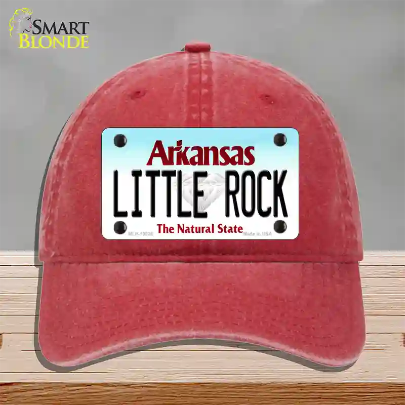 Little Rock Arkansas Novelty License Plate Hat Unconstructed Cotton / Red