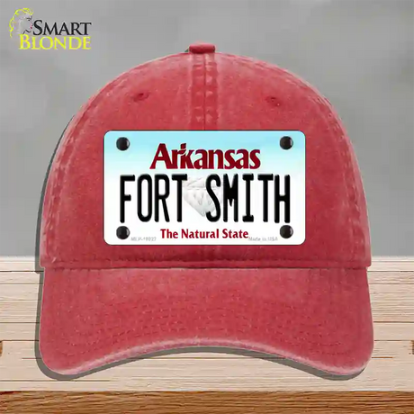 Fort Smith Arkansas Novelty License Plate Hat Unconstructed Cotton / Red