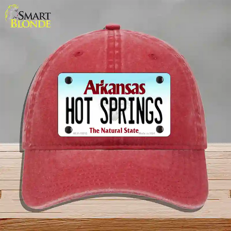 Hot Springs Arkansas Novelty License Plate Hat Unconstructed Cotton / Red