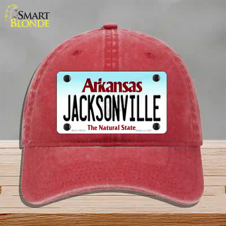 Jacksonville Arkansas Novelty License Plate Hat Unconstructed Cotton / Red