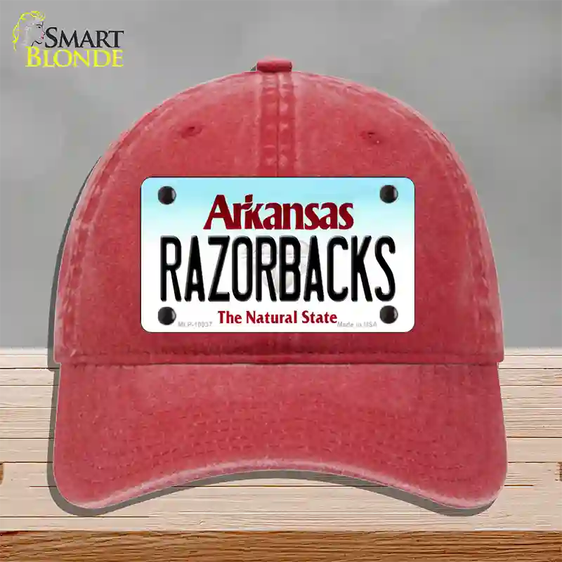 Razorbacks Arkansas Novelty License Plate Hat Unconstructed Cotton / Red