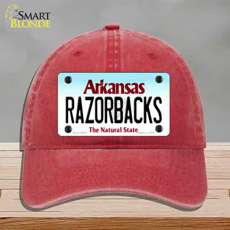 Razorbacks Arkansas Novelty License Plate Hat Unconstructed Cotton / Red