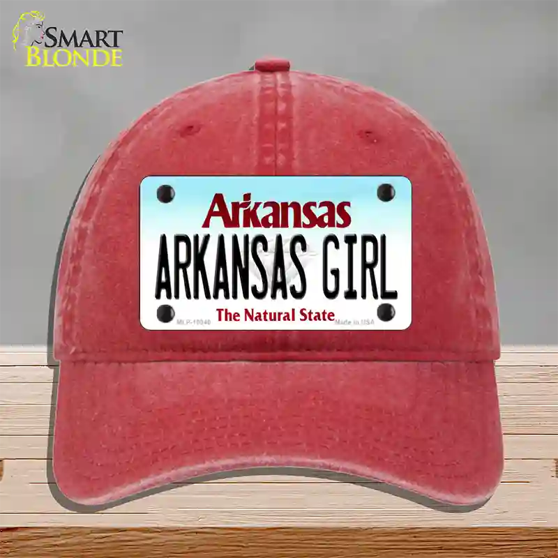 Arkansas Girl Arkansas Novelty License Plate Hat Unconstructed Cotton / Red