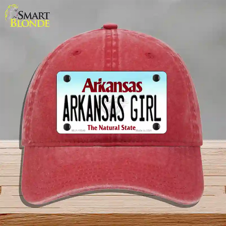 Arkansas Girl Arkansas Novelty License Plate Hat Unconstructed Cotton / Red