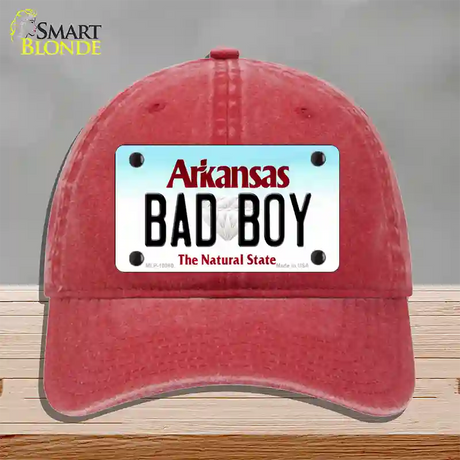 Bad Boy Arkansas Novelty License Plate Hat Unconstructed Cotton / Red