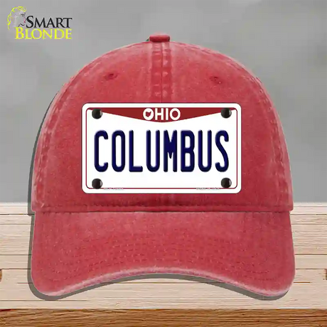 Columbus Ohio Novelty License Plate Hat Unconstructed Cotton / Red