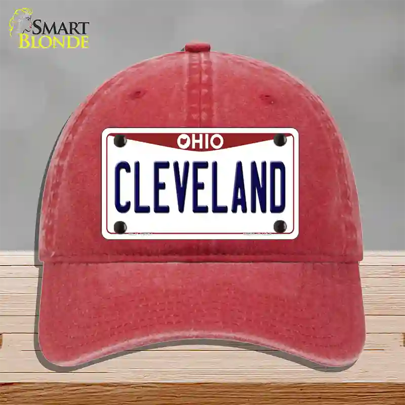 Cleveland Ohio Novelty License Plate Hat Unconstructed Cotton / Red