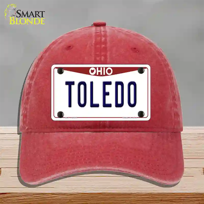 Toledo Ohio Novelty License Plate Hat Unconstructed Cotton / Red