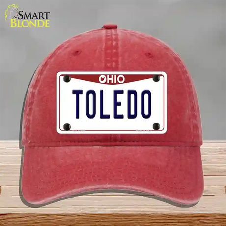 Toledo Ohio Novelty License Plate Hat Unconstructed Cotton / Red