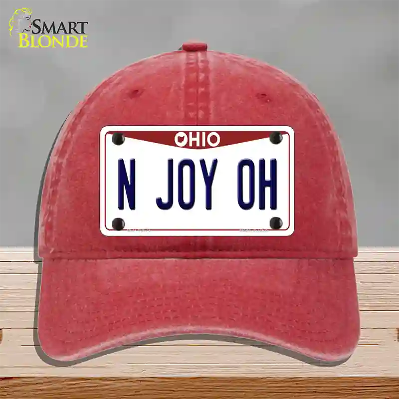 N Joy OH Ohio Novelty License Plate Hat Unconstructed Cotton / Red