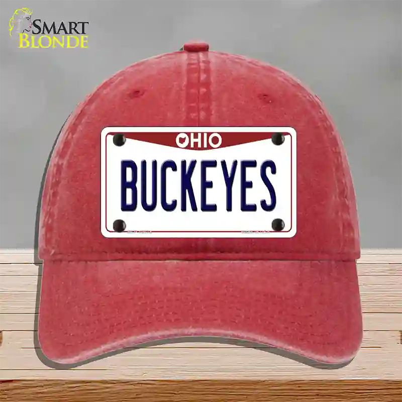 Buckeyes Ohio Novelty License Plate Hat Unconstructed Cotton / Red