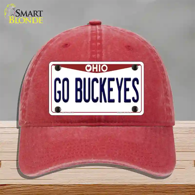 Go Buckeyes Ohio Novelty License Plate Hat Unconstructed Cotton / Red