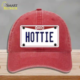 Hottie Ohio Novelty License Plate Hat Unconstructed Cotton / Red