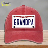 Grandpa Ohio Novelty License Plate Hat Unconstructed Cotton / Red