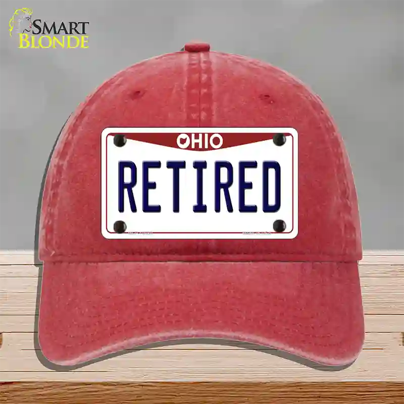 Retired Ohio Novelty License Plate Hat Unconstructed Cotton / Red