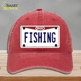 Fishing Ohio Novelty License Plate Hat Unconstructed Cotton / Red