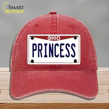 Princess Ohio Novelty License Plate Hat Unconstructed Cotton / Red