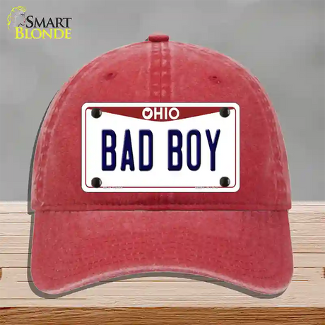 Bad Boy Ohio Novelty License Plate Hat Unconstructed Cotton / Red