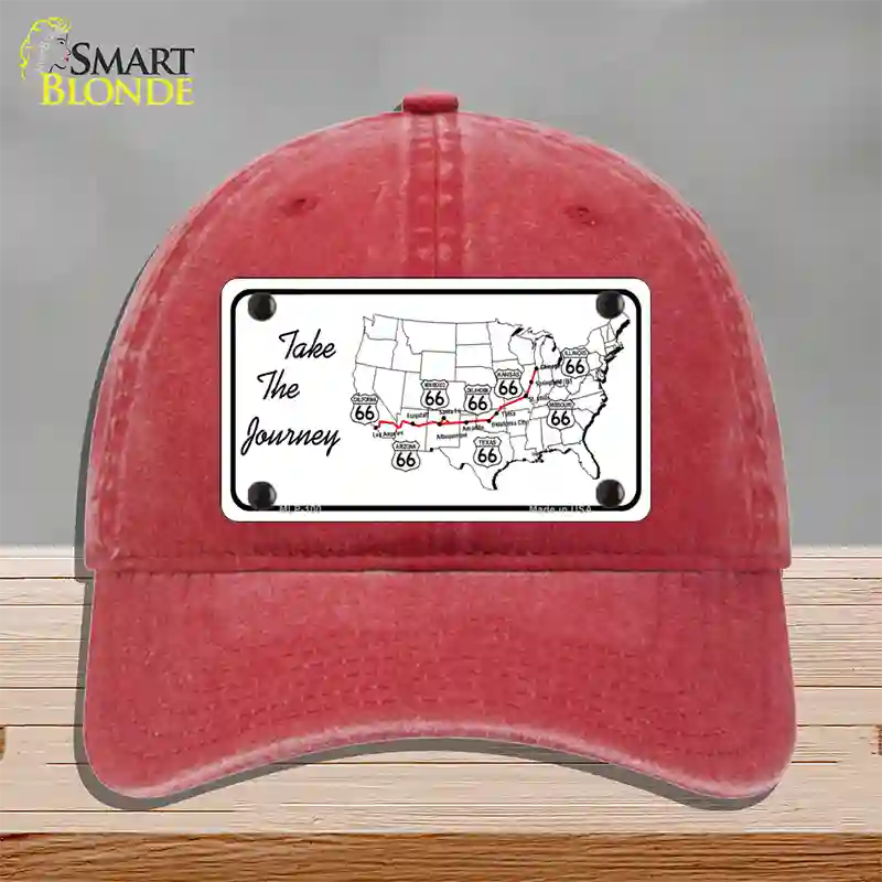 Take The Journey Novelty License Plate Hat Unconstructed Cotton / Red