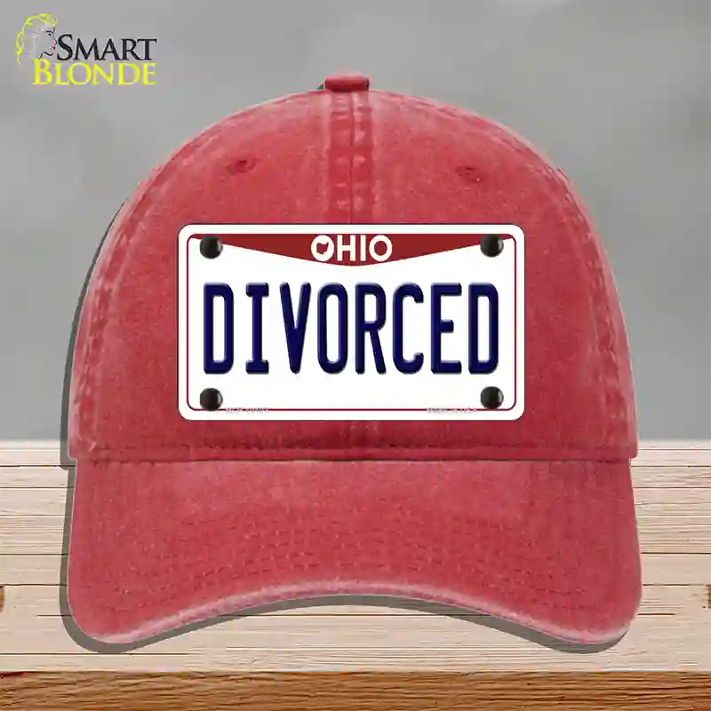 Divorced Ohio Novelty License Plate Hat Unconstructed Cotton / Red