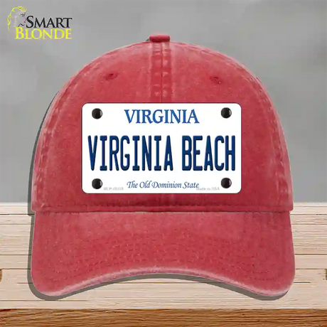 Virginia Beach Virginia Novelty License Plate Hat Unconstructed Cotton / Red