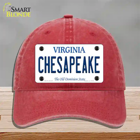 Chesapeake Virginia Novelty License Plate Hat Unconstructed Cotton / Red