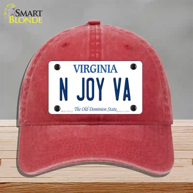 N Joy VA Virginia Novelty License Plate Hat Unconstructed Cotton / Red