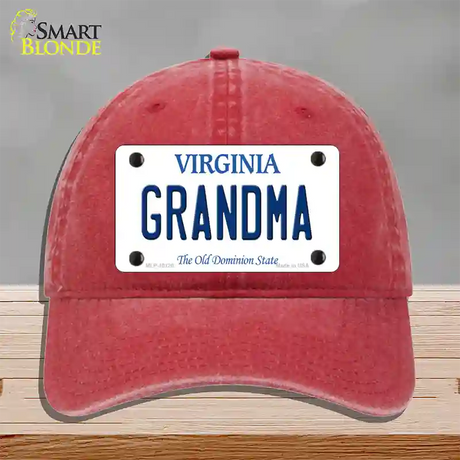 Grandma Virginia Novelty License Plate Hat Unconstructed Cotton / Red