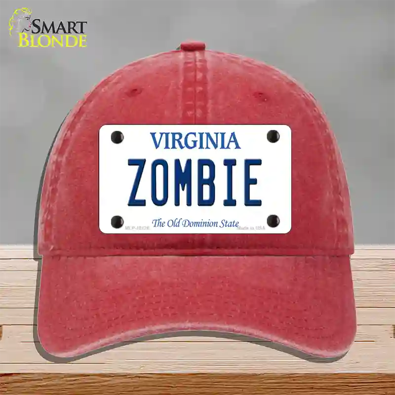 Zombie Virginia Novelty License Plate Hat Unconstructed Cotton / Red