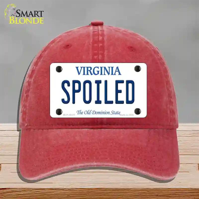 Spoiled Virginia Novelty License Plate Hat Unconstructed Cotton / Red