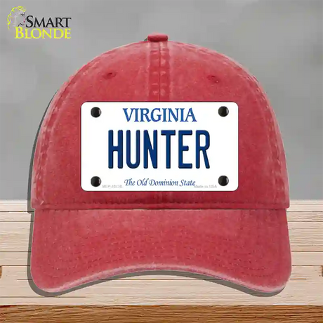 Hunter Virginia Novelty License Plate Hat Unconstructed Cotton / Red