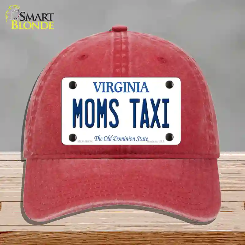 Moms Taxi Virginia Novelty License Plate Hat Unconstructed Cotton / Red