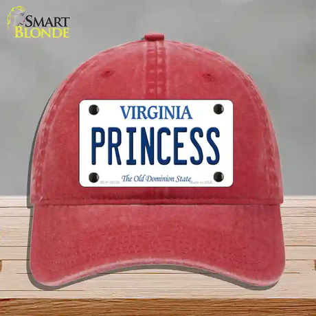 Princess Virginia Novelty License Plate Hat Unconstructed Cotton / Red