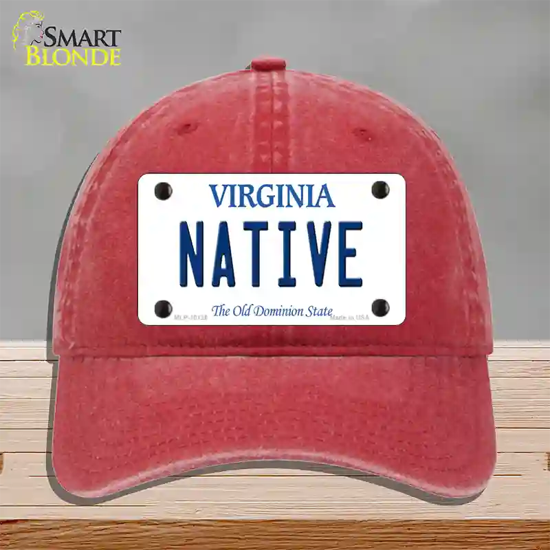 Native Virginia Novelty License Plate Hat Unconstructed Cotton / Red